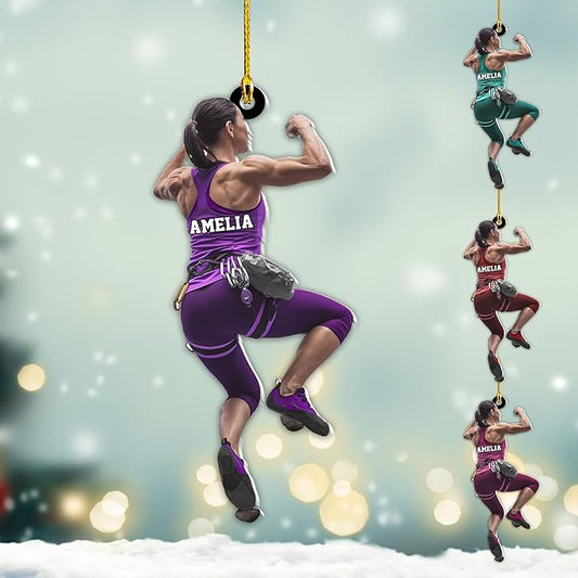 Personalized Climbing Ornament - Custom Rock Climber Christmas Gift for Mountaineers LL2