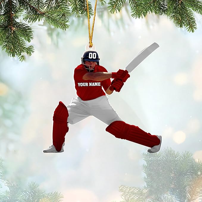Personalized Cricket Christmas Ornament 2025, Custom Cricket Bat Ornament N21