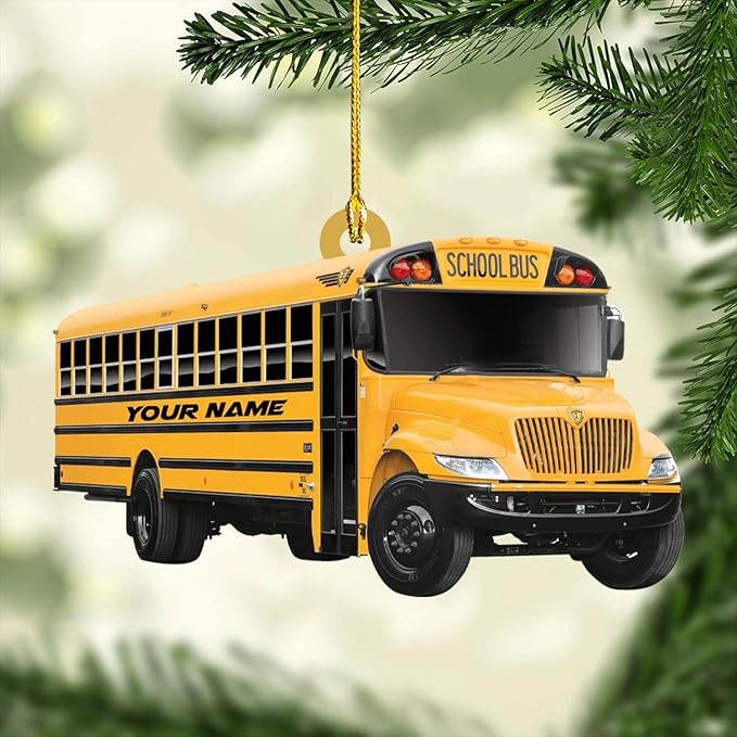 Personalized School Bus Ornament - Bus Driver Christmas Gift L3