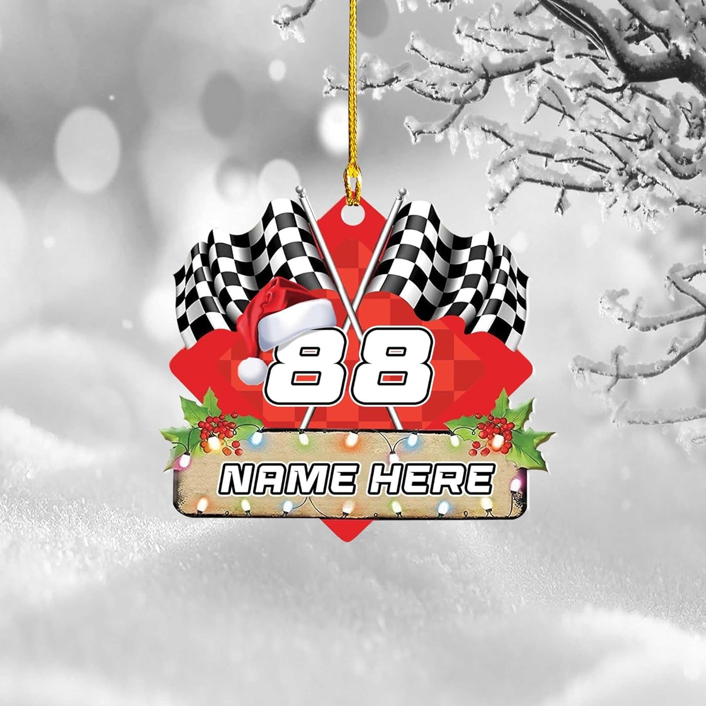Personalized Race Car Christmas Ornament – Custom Acrylic Car Lover Gift, Racing Tree Decoration TR37
