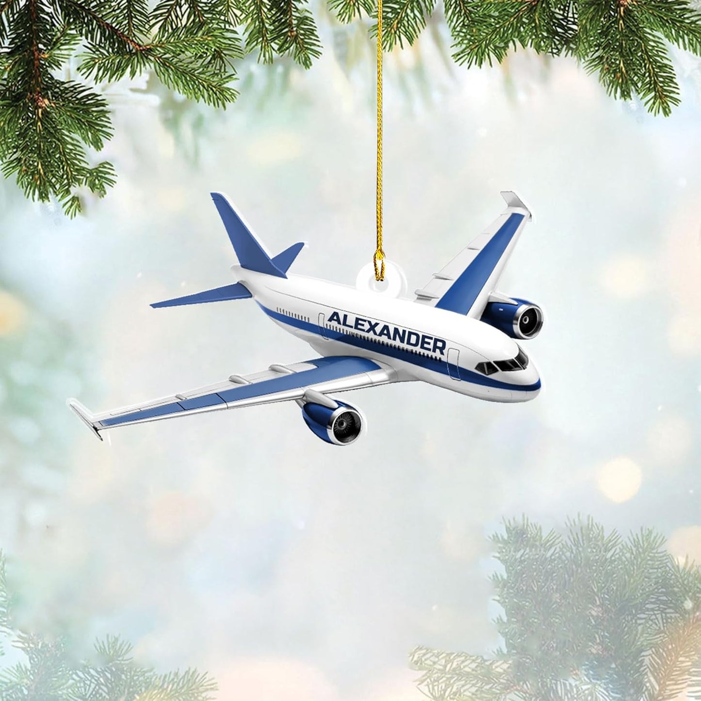 Personalized Airplane Pilot Christmas Ornament Style 5