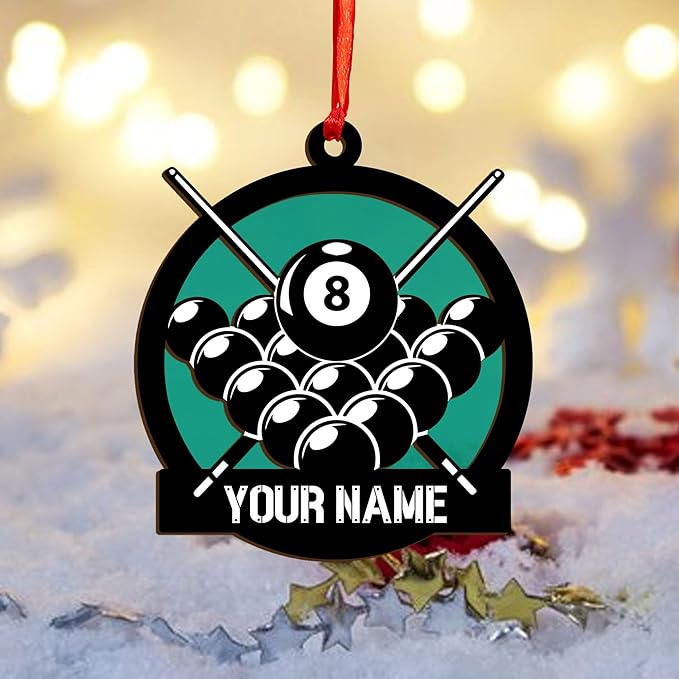 Personalized Billiards Ornament 2025, Billiards Christmas Ornaments N17
