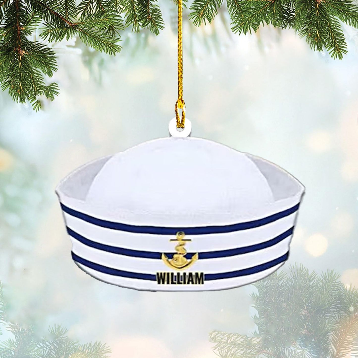 Custom Name Sailor Ornament – Personalized Captain Acrylic Sailing Ornament, Nautical Christmas Tree Decoration for Navy Lovers TS23
