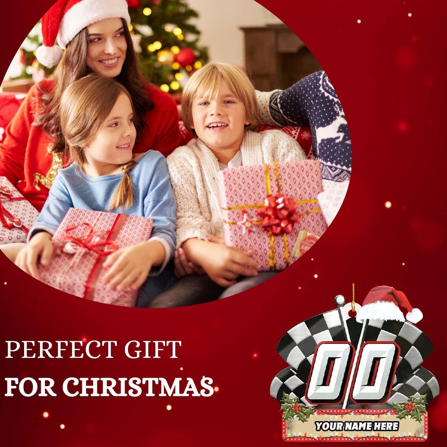 Personalized Racing Car Ornament – Custom Name Acrylic Race Car Christmas Decoration, Car Lover Gift TR16