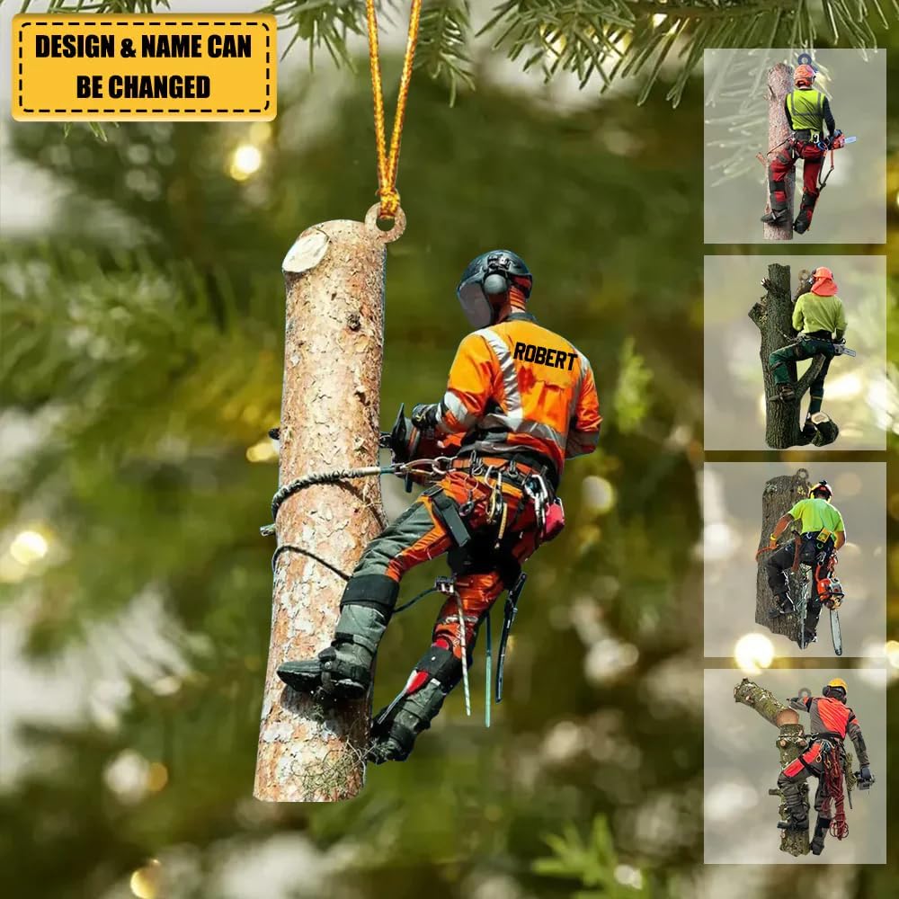 Custom Name Chainsaw Ornament - Carpenter Christmas Ornament Style 3