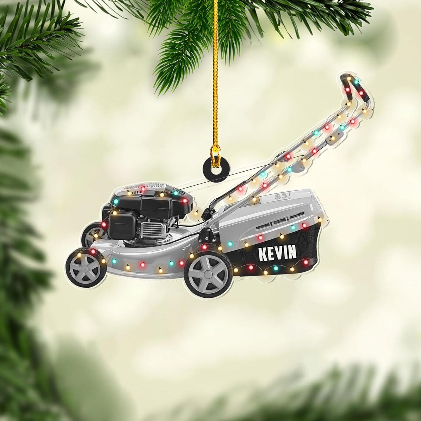Personalized Lawn Mower Christmas Ornament | Custom Name Gardening Holiday Keepsake Gift for Gardeners & Lawn Care Workers TG65