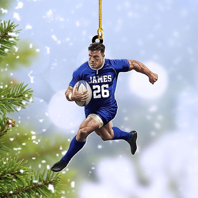 Personalized Rugby Player Christmas Gift for Sports Lovers - Rugby Ornament LL7