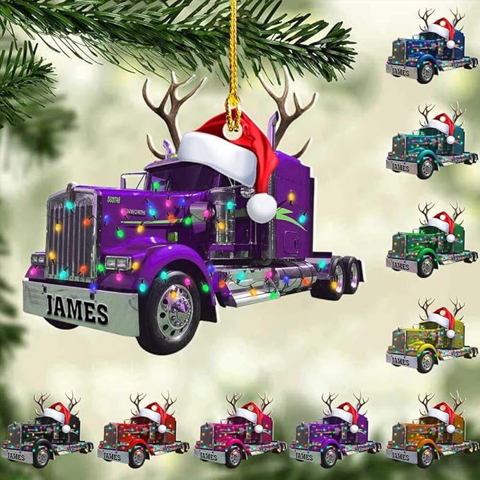 Personalized Semi Truck Christmas Decor - Truck Driver Ornament Gift L2