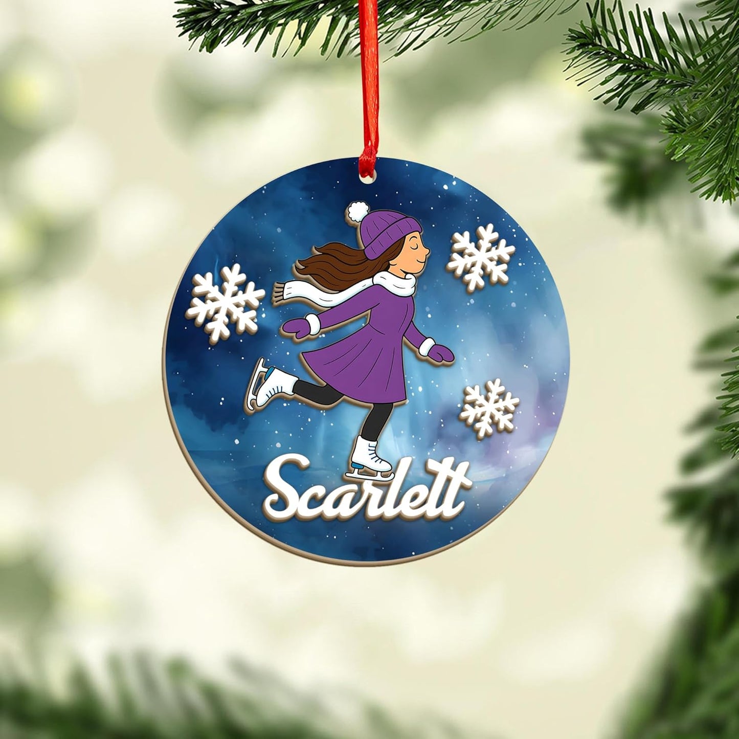 Personalized Ice Skating Christmas Ornament N07