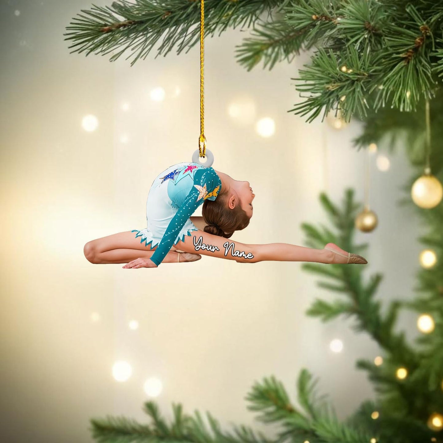 Personalized Name Gymnastics Ornament 2025, Girl Gymnast Ornaments, Wood Ornament for Xmas, Gymnastics Christmas Ornaments Tree C03