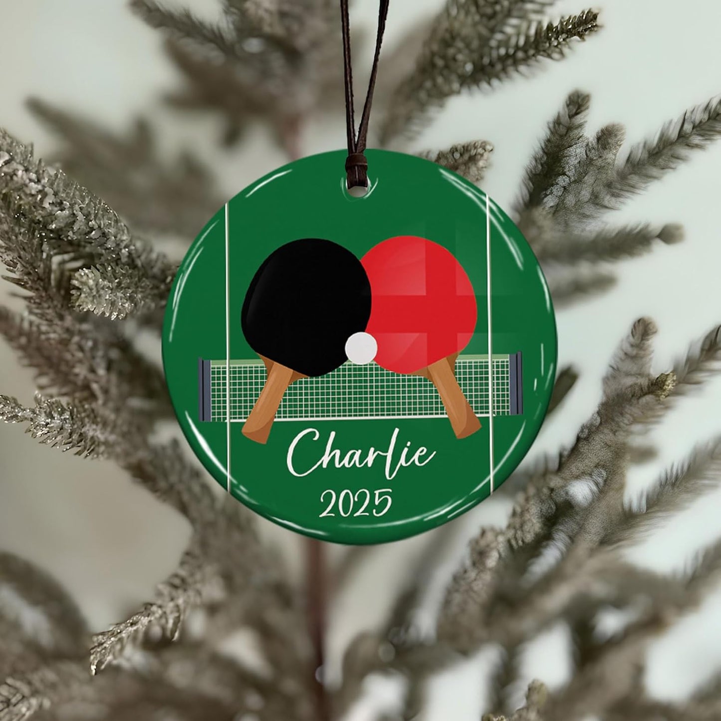 Custom Ping Pong Christmas Ceramic Ornament – Personalized Ceramic Table Tennis Gift, Sport Holiday Tree Decoration, Unique Ping Pong Player Keepsake TT23