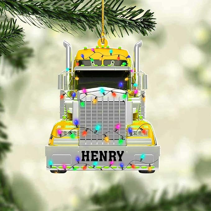 Personalized Semi Truck Christmas Decor - Truck Driver Ornament Gift L6