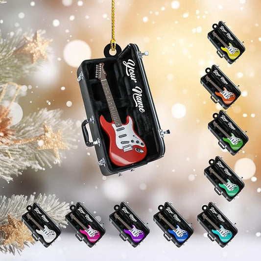 Custom Electric and Acoustic Guitar Christmas Ornament - Guitar Ornament Gift LL28
