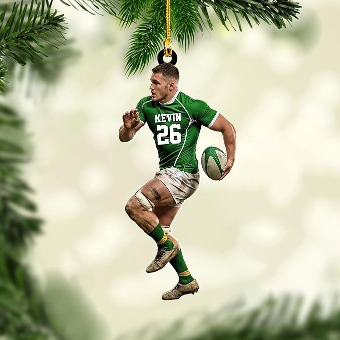 Personalized Rugby Player Christmas Gift for Sports Lovers - Rugby Ornament LL11
