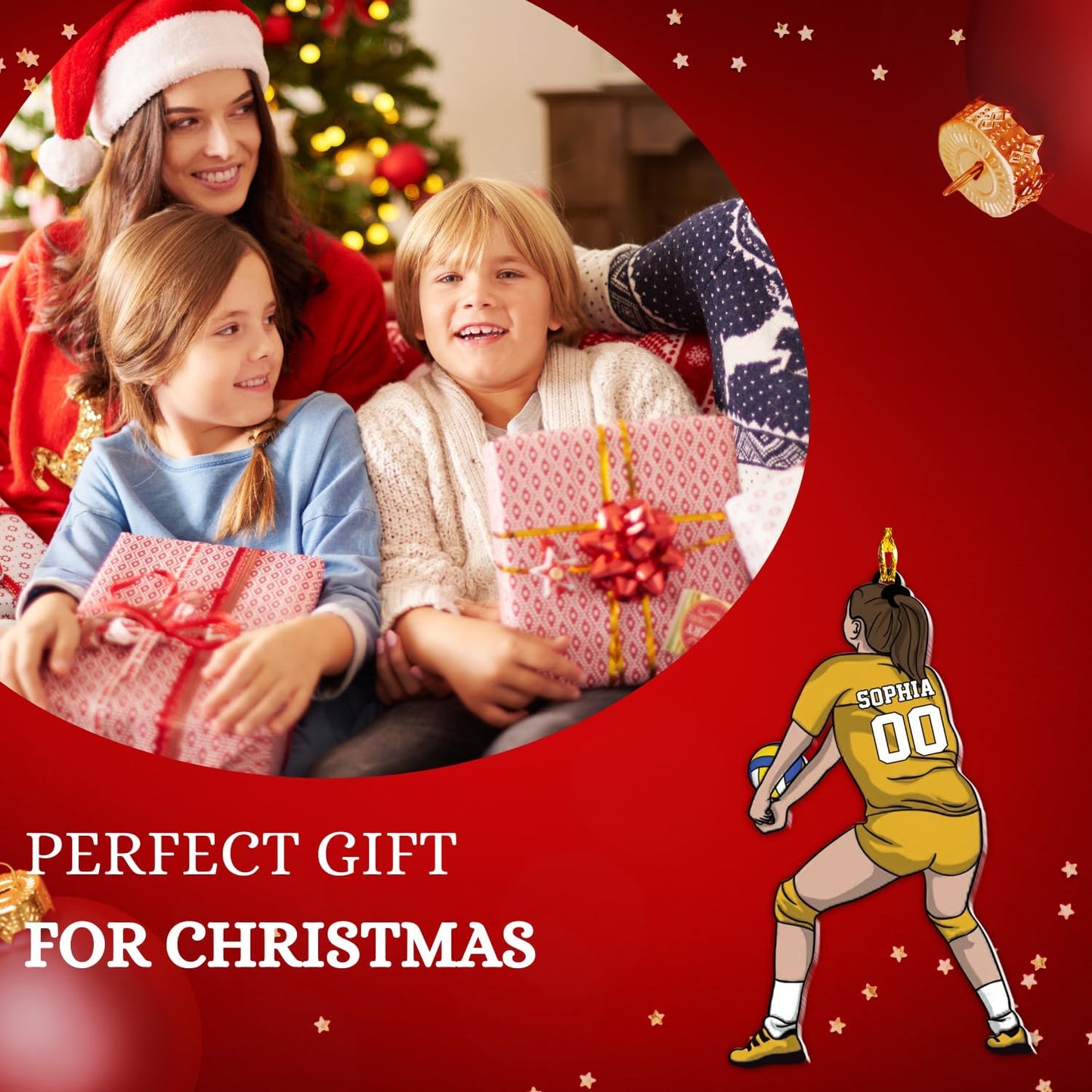 Personalized Volleyball Christmas Ornament – Custom Name Acrylic Ornament, Team Sports Holiday Decor, Volleyball Player Gift, Custom Xmas Keepsake TV5