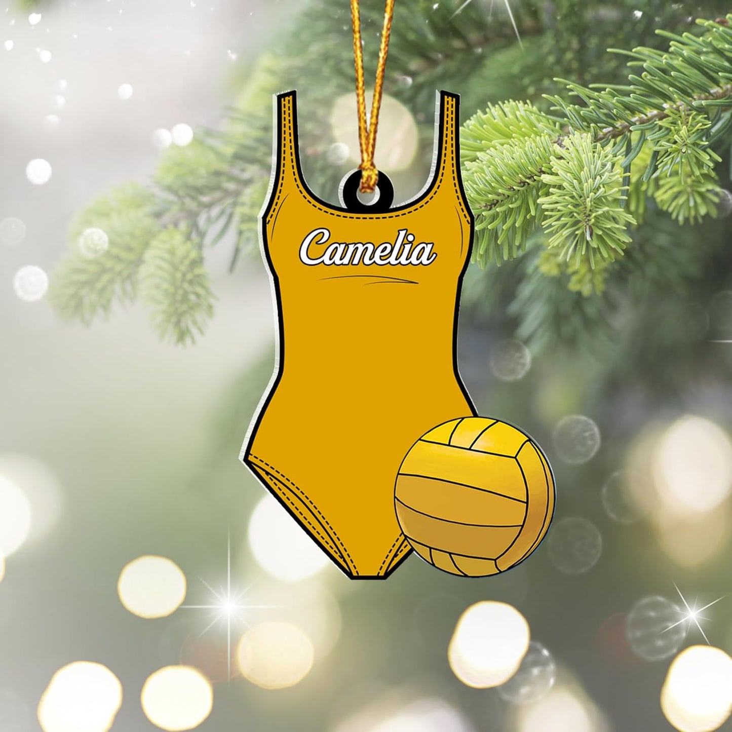 Personalized Water Polo Christmas Ornament – Custom Name Acrylic Water Polo Ball Ornament, Sport Holiday Tree Decoration TW14