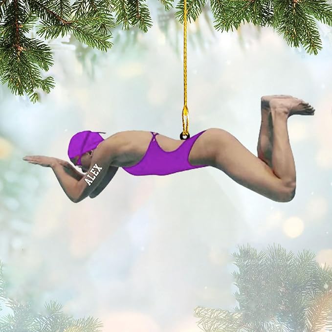 Personalized Swimming Ornament - Custom Swimmer Christmas Gift for Boys, Girls & Pool Lovers LL3