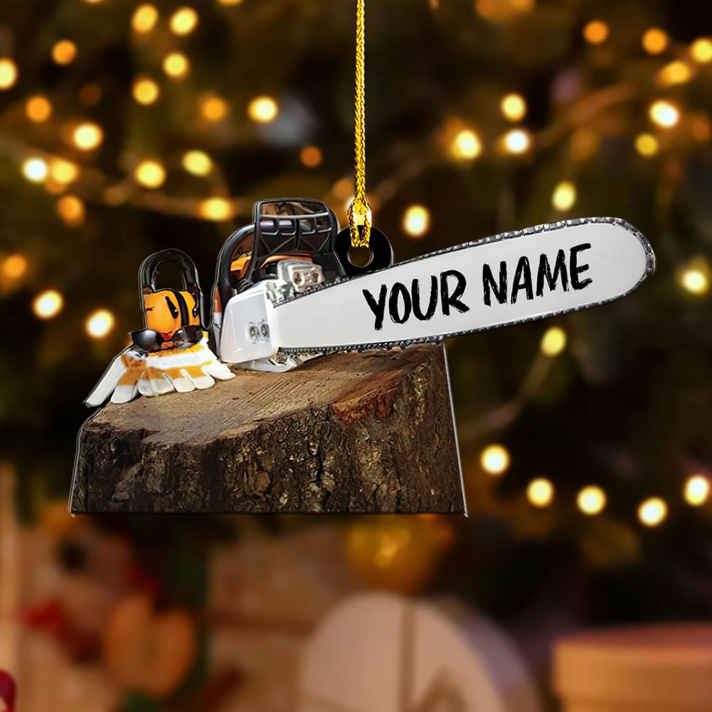 Personalized Chainsaw Ornament – Carpenter Lumberjack Christmas Ornament H4