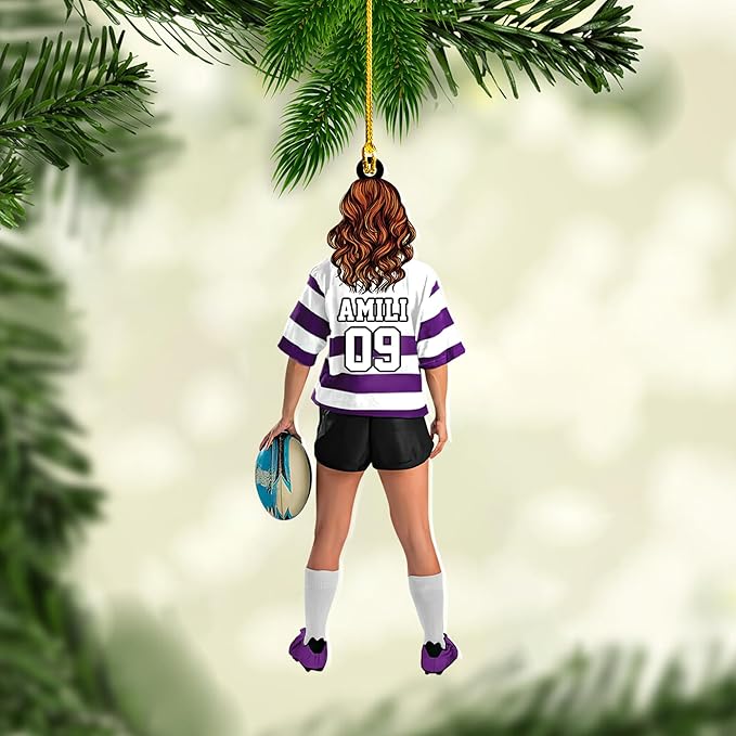 Personalized Rugby Player Christmas Gift for Sports Lovers - Rugby Ornament