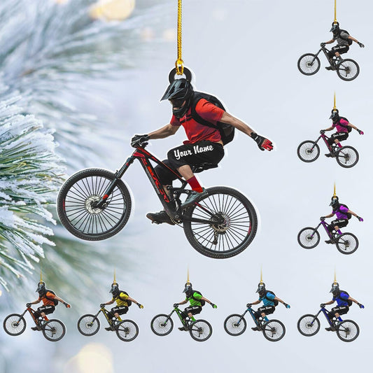 Custom Name Bicycle Acrylic Ornament – Personalized Cycling Gift, Christmas Tree Decor for Bikers 2025 TC47