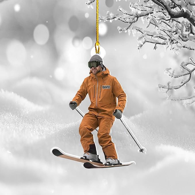 Personalized Snow Skiing Ornament, Custom Colored Skiing Mask Shape Ornament N11