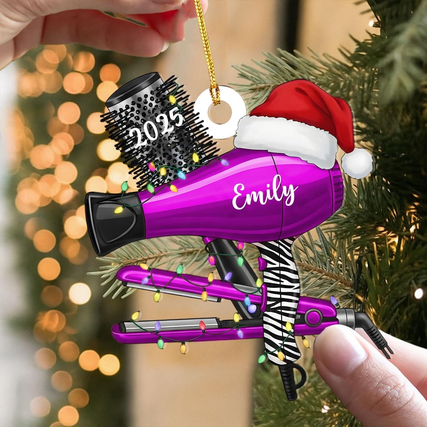 Custom Hair Stylist , Hair Salon Christmas Ornament Style 2