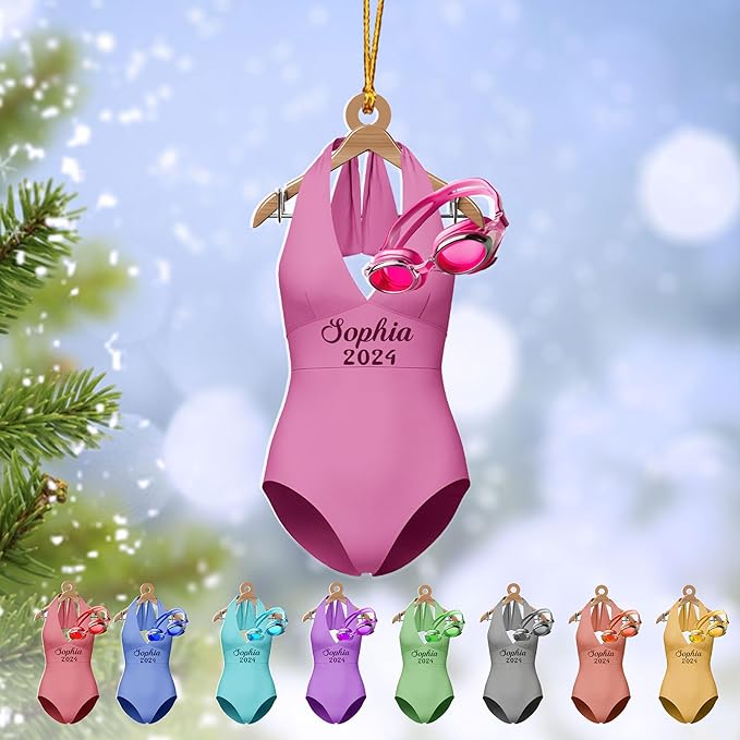 Personalized Swimming Ornament - Custom Swimmer Christmas Gift for Boys, Girls & Pool Lovers LL4