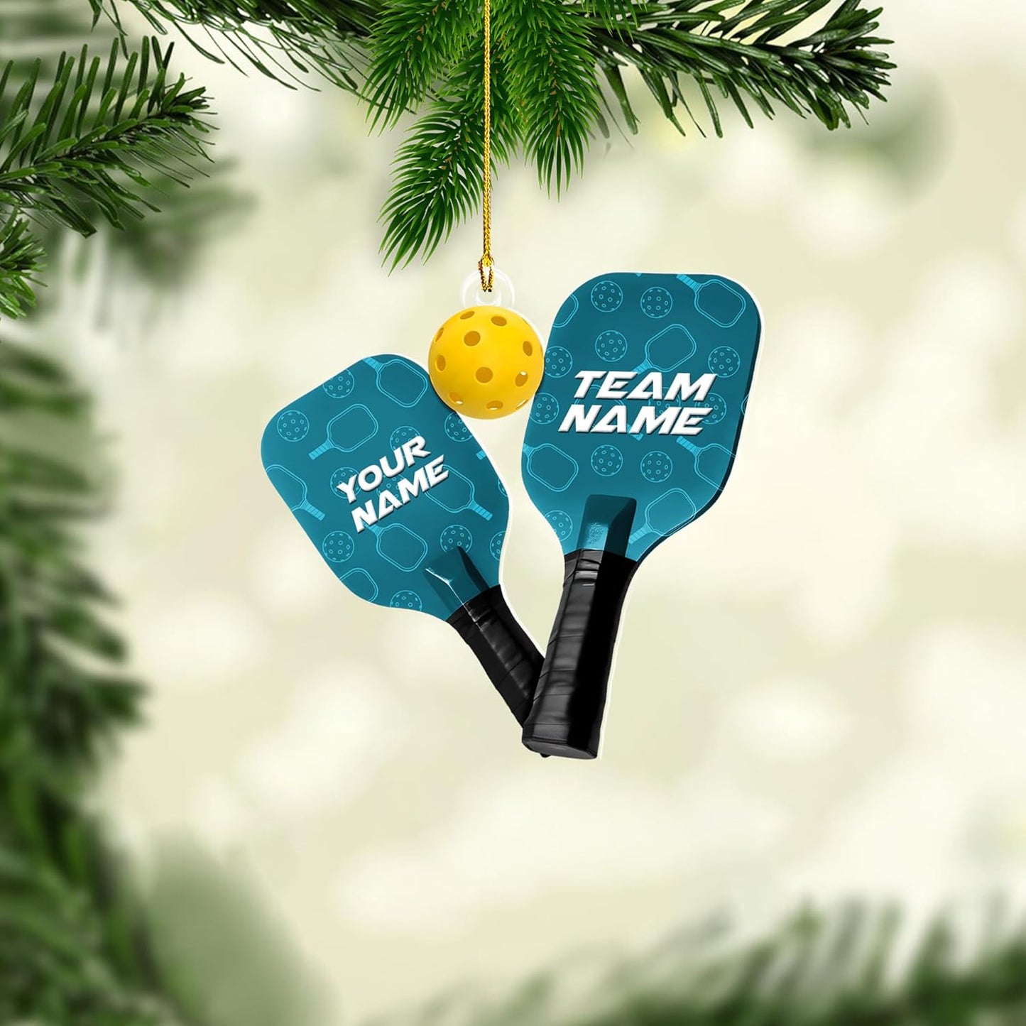 Custom Name & Team Name Pickleball Christmas Ornament