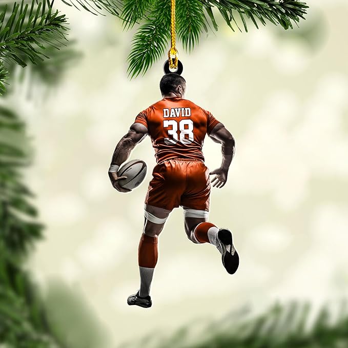 Personalized Rugby Player Christmas Gift for Sports Lovers - Rugby Ornament LL3
