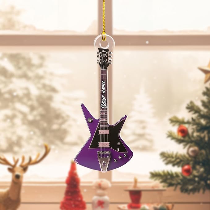 Personalized Electric and Acoustic Guitar Christmas Ornament - Guitar Ornament Gift LL30
