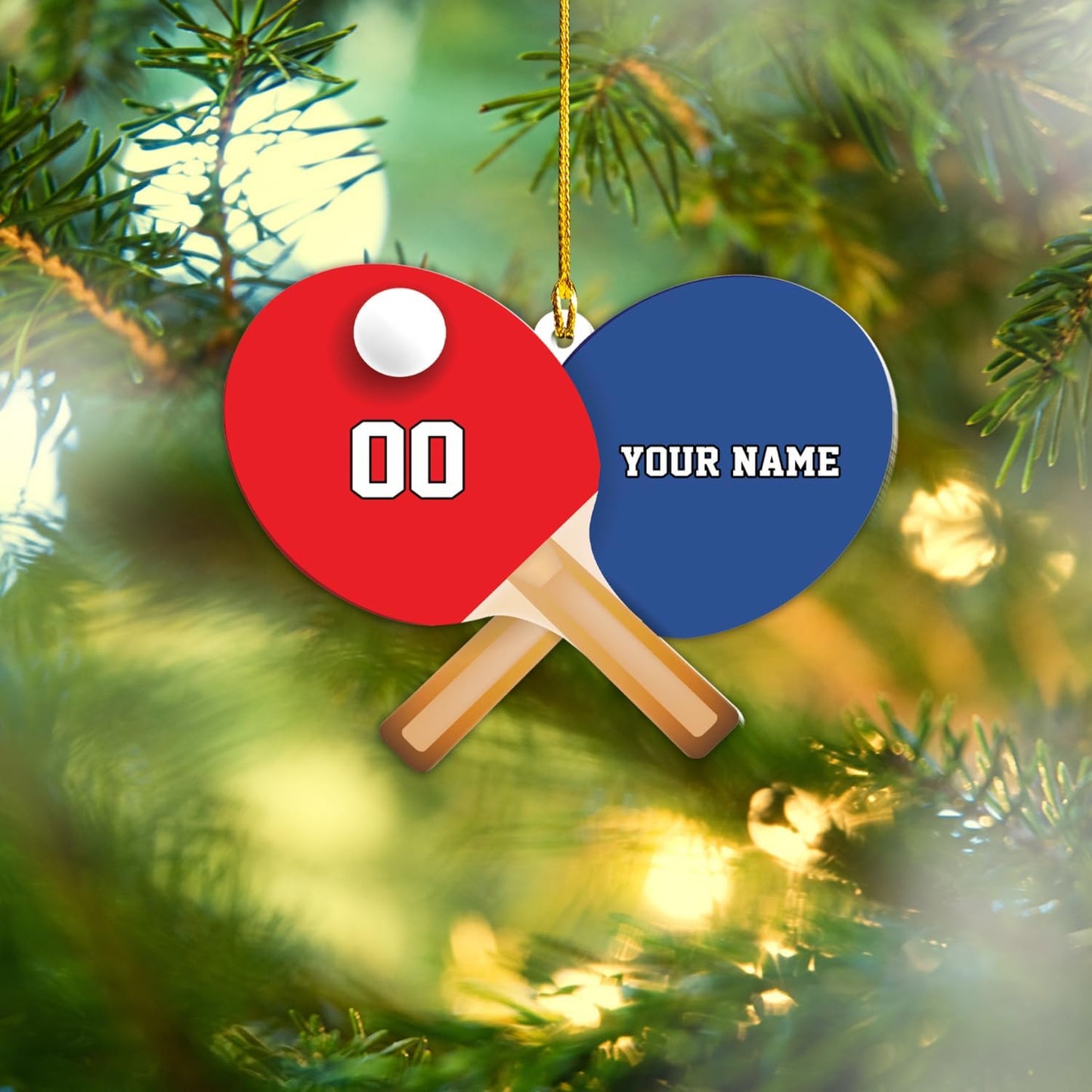 Custom Table Tennis Ornament – Personalized Acrylic 2D Flat Ping Pong Christmas Gift for Athletes TT15