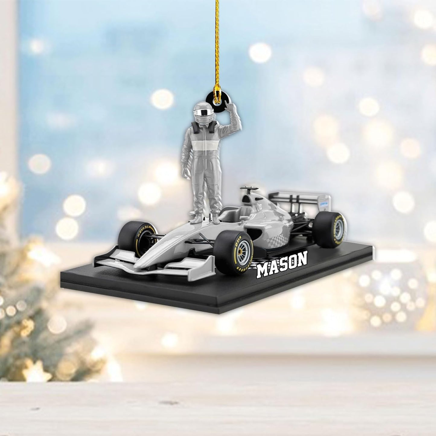 Custom Race Car Christmas Ornament – Personalized Acrylic Racing Car Decoration, Motorsport Gift for Drivers TR7