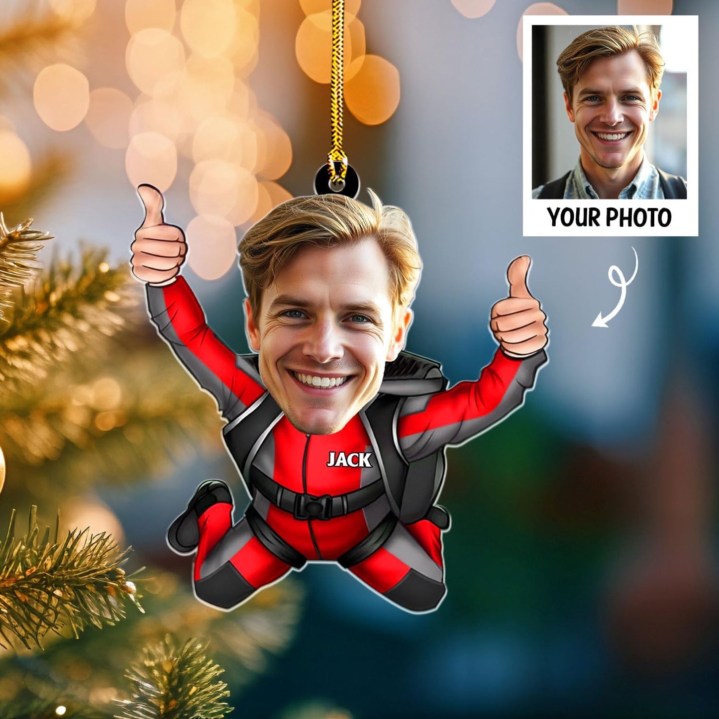 Custom Skydiving Christmas Ornament – Skydiver Xmas Decor O10