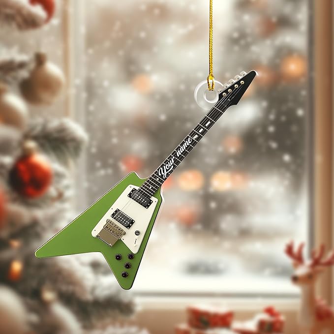 Personalized Electric and Acoustic Guitar Christmas Ornament - Guitar Ornament Gift LL32