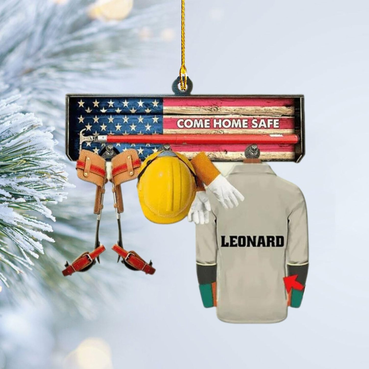 Personalized Lineman Uniform Christmas Ornament