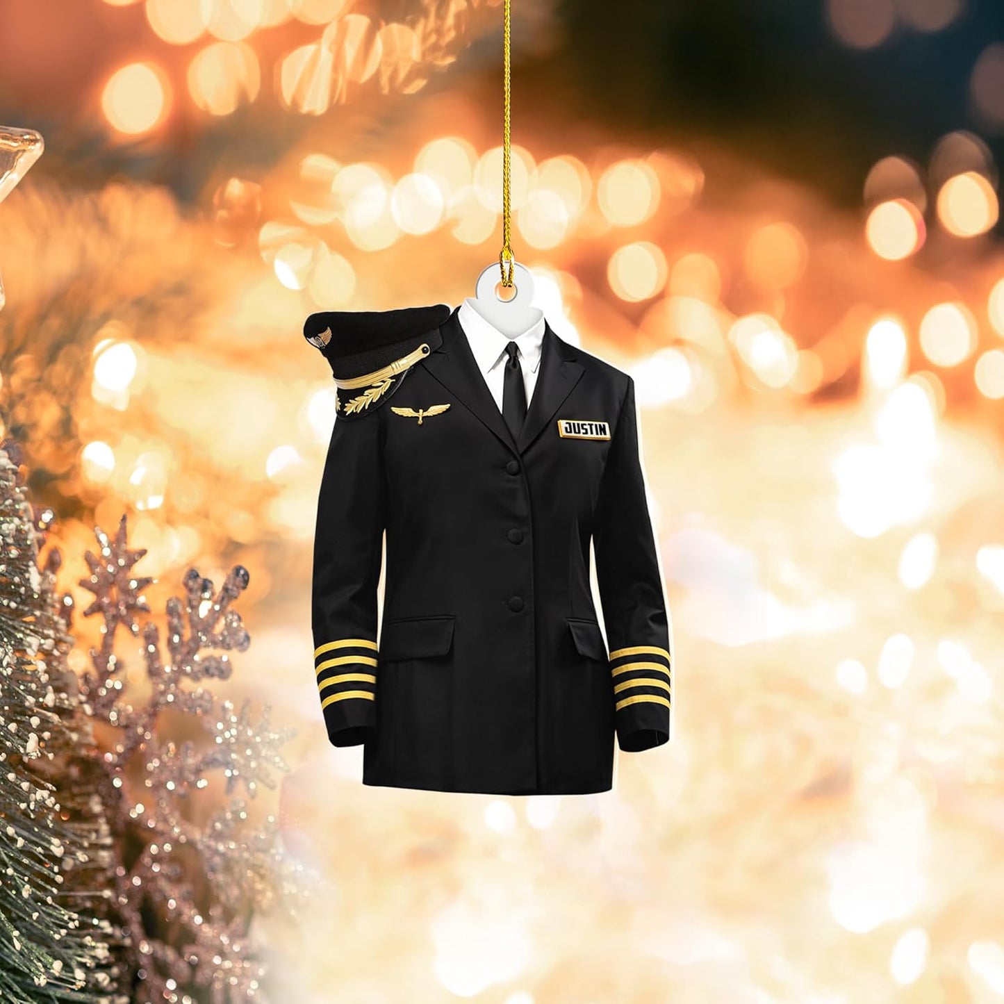 Custom Name Pilot Uniform Christmas Ornament Style 3