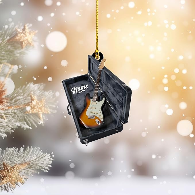 Custom Electric and Acoustic Guitar Christmas Ornament - Guitar Ornament Gift LL23