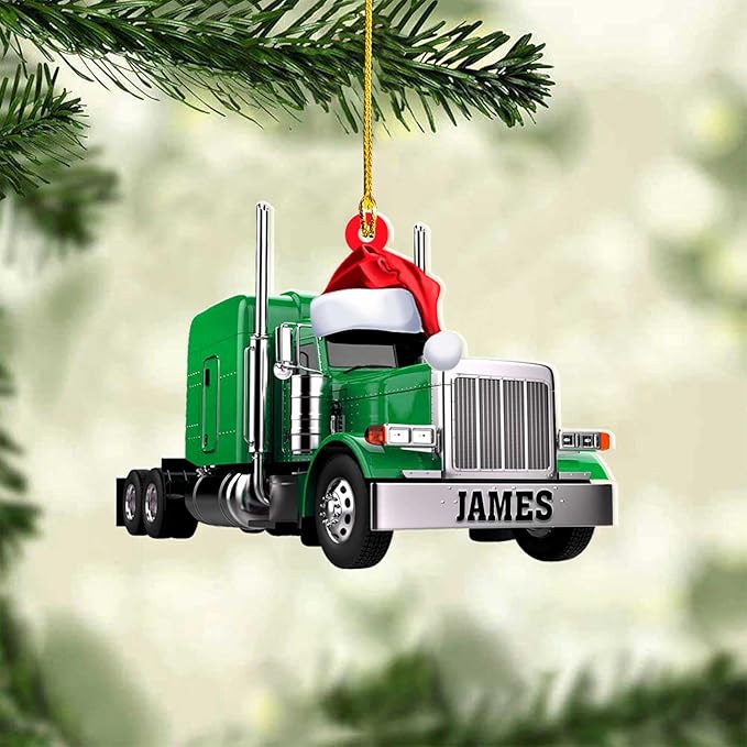 Personalized Semi Truck Christmas Decor - Truck Driver Ornament Gift L5