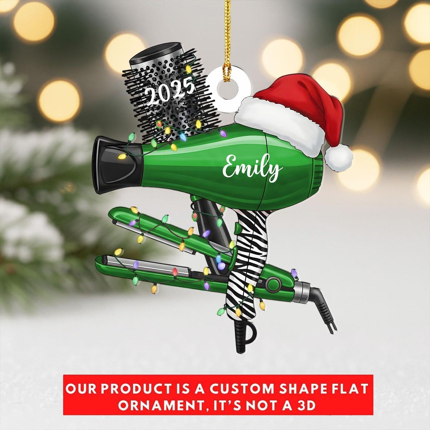 Custom Hair Stylist , Hair Salon Christmas Ornament Style 2