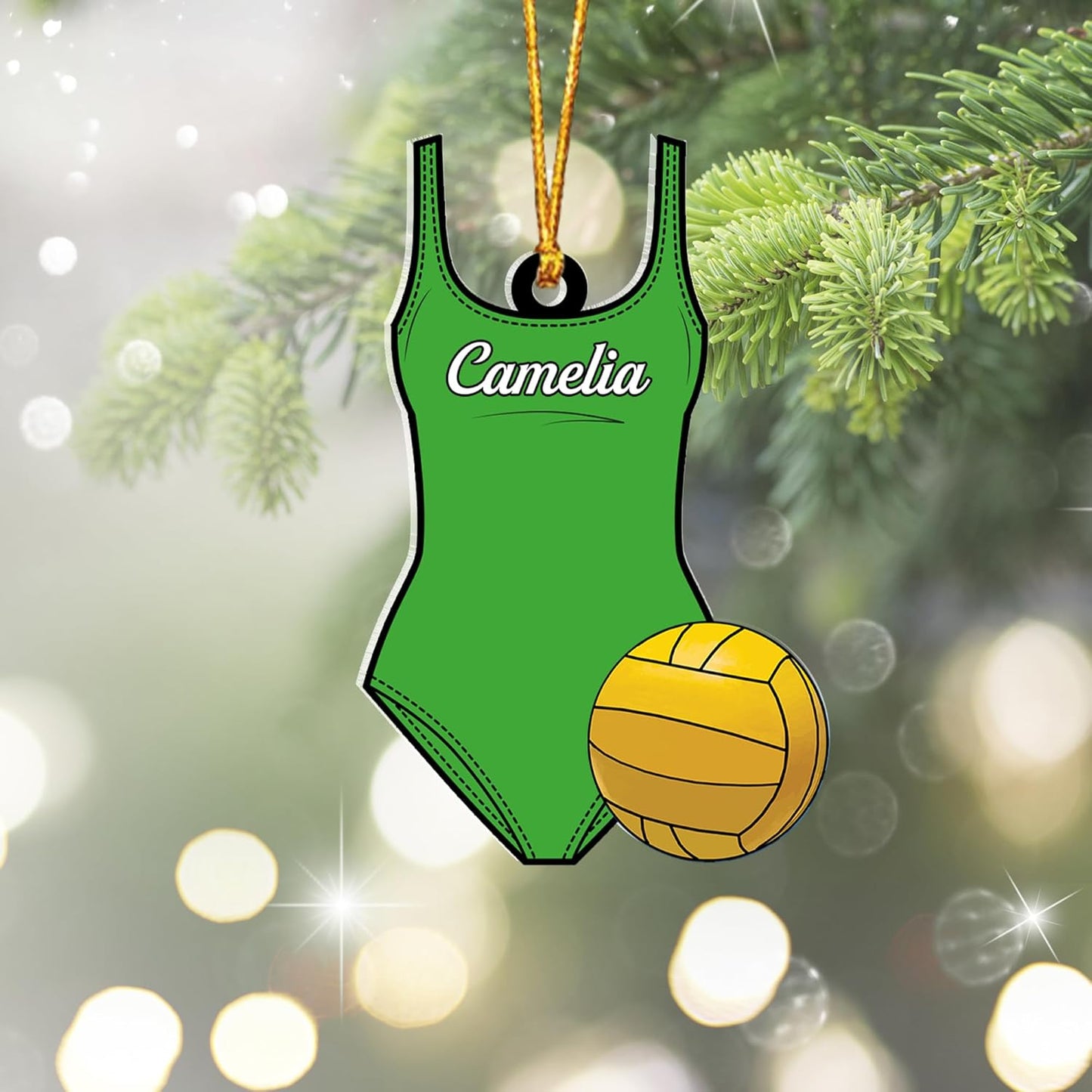 Personalized Water Polo Christmas Ornament – Custom Name Acrylic Water Polo Ball Ornament, Sport Holiday Tree Decoration TW14