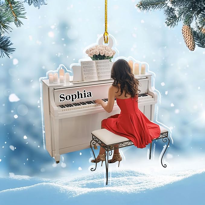 Custom Music Instrument Christmas Gift - Piano Ornament for Piano Lovers LL11