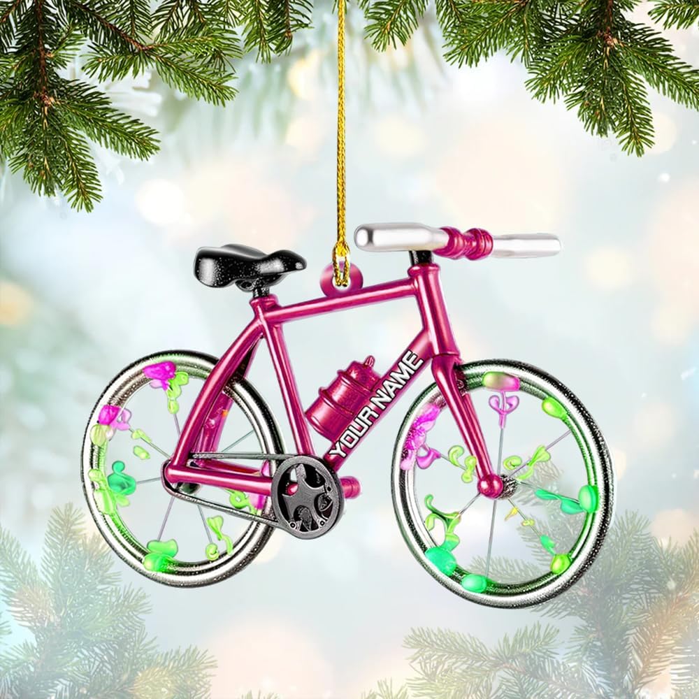 Personalized Cycling Ornament – Custom Name Acrylic Bicycle Ornament, Unique Gift for Cyclists & Bike Lovers 2025 TC14