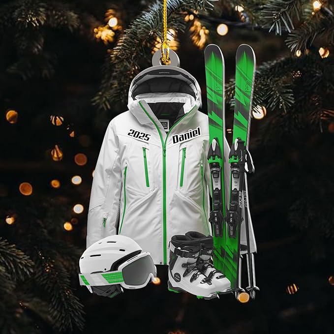 Personalized Snow Skiing Ornament, Custom Colored Skiing Mask Shape Ornament NO6