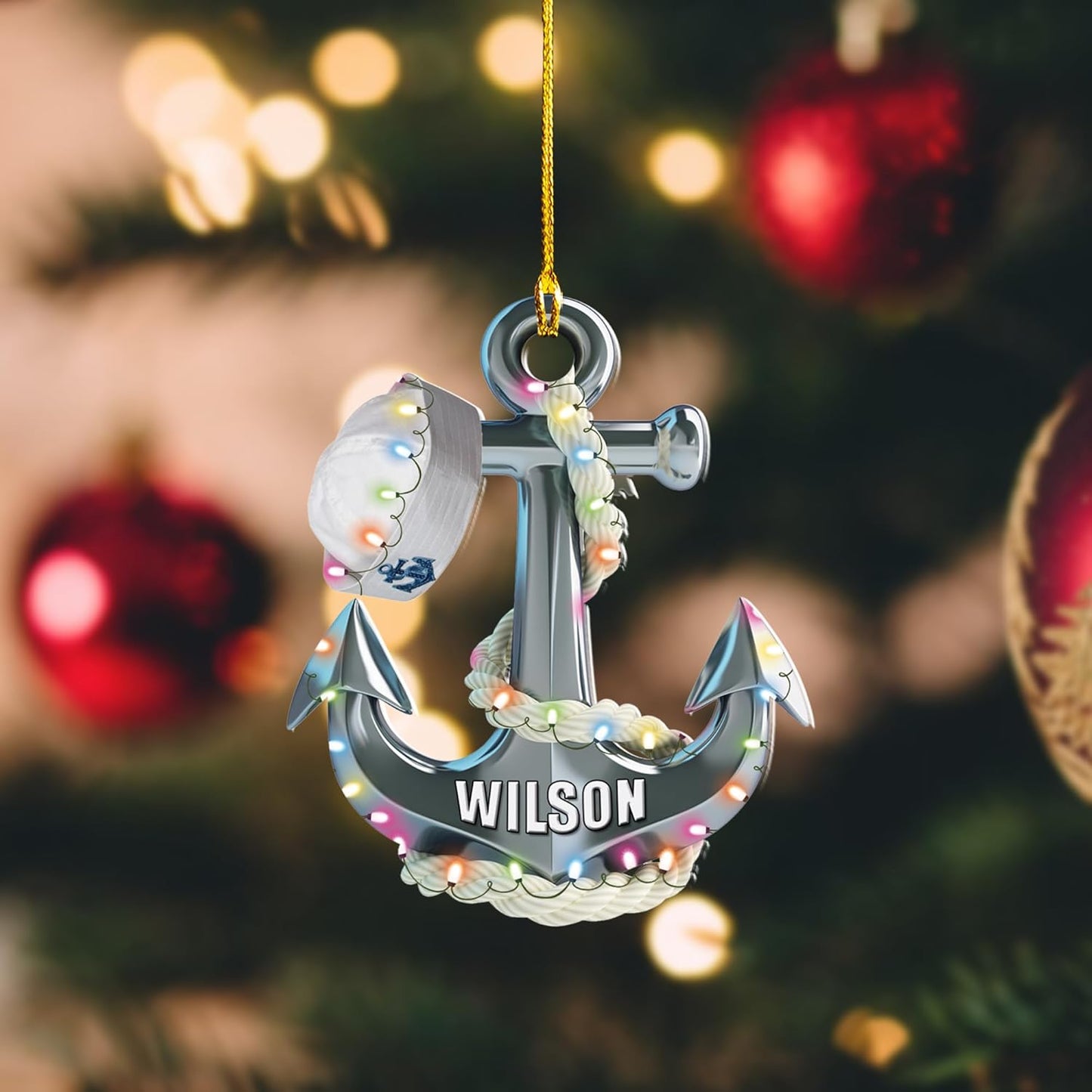 Personalized Sailor Ornament – Custom Captain Sailor Acrylic Ornament, Unique Sailing Glass Keepsake, Navy Captain Holiday Gift for Sailors TS8