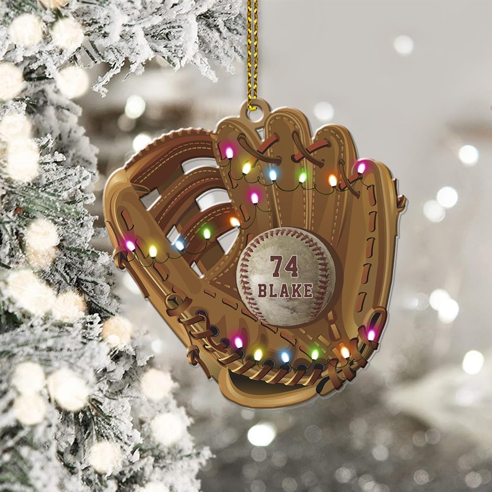 Personalized Baseball Christmas Ornament – Custom Name Acrylic Ornament, Sports Holiday Decoration, Baseball Player Gift TH7