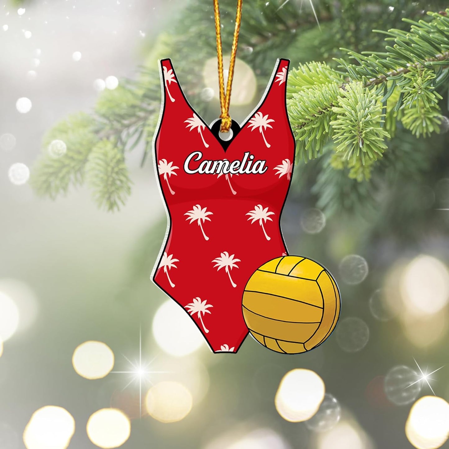 Custom Name Water Polo Woman Christmas Ornament – Personalized Water Polo Girl Ornament, Sport Holiday Tree Decoration, Gift for Water Polo Players TW5