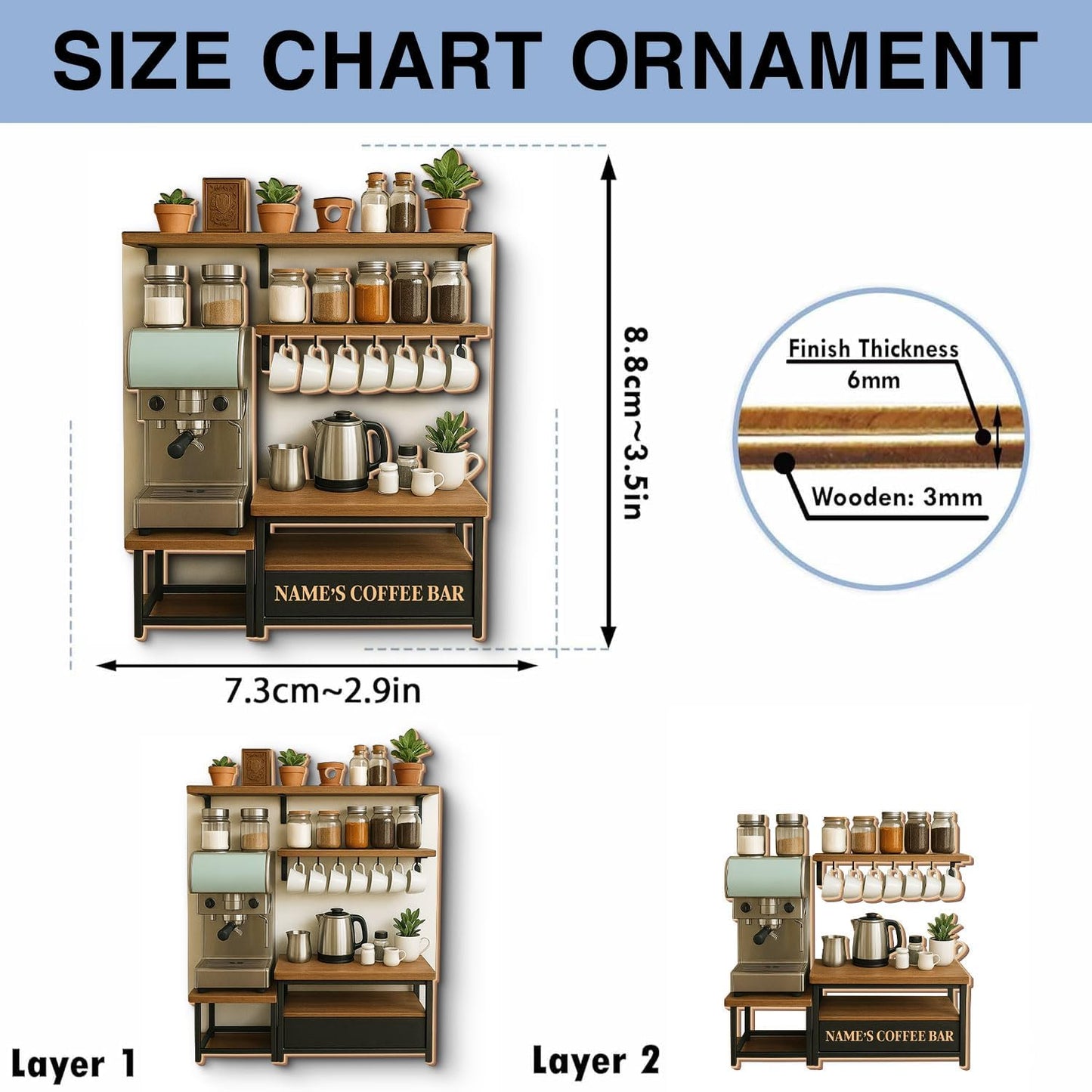 Personalized Coffee Bar Ornament – Unique Holiday Keepsake for Coffee Lover TC23