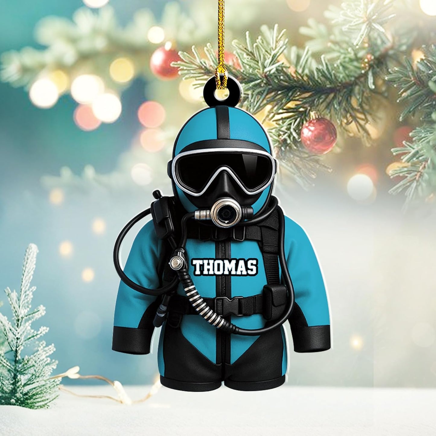 Custom Name Diving Ornament – Personalized Acrylic Scuba Diver Christmas Keepsake, Underwater Gift TSD22