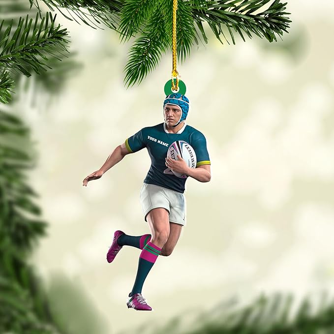 Custom Rugby Player Christmas Gift for Sports Lovers - Rugby Ornament LL23