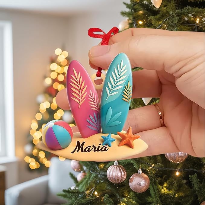 Custom Surfboard Christmas Ornament - Surfing Tree Decoration Gift for Surfers LL14